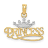 Image of 10K Yellow Gold w/Rhodium PRINCESS w/White Crown Pendant