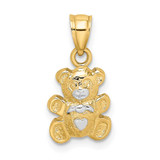 Image of 10K Yellow Gold w/Rhodium Teddy Bear Pendant