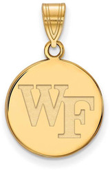 Image of 10K Yellow Gold Wake Forest University Medium Disc Pendant by LogoArt (1Y033WFU)