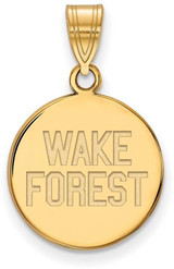Image of 10K Yellow Gold Wake Forest University Medium Disc Pendant by LogoArt (1Y067WFU)