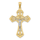 Image of 10k Yellow Gold with Rhodium-Plated Cut-Out Crucifix Pendant