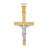 Image of 10k Yellow Gold with Rhodium-Plating Crucifix Pendant 10C1050