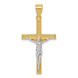 Image of 10k Yellow Gold with Rhodium-Plating Crucifix Pendant 10C1051