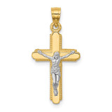 Image of 10k Yellow Gold with Rhodium-Plating Crucifix Pendant 10C1076