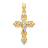Image of 10k Yellow Gold with Rhodium-Plating Crucifix Pendant 10C1082