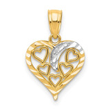 Image of 10k Yellow Gold with Rhodium-Plating Heart Pendant 10C929