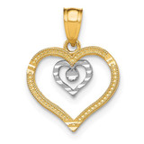 Image of 10k Yellow Gold with Rhodium-Plating Heart Pendant 10C933