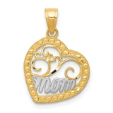 Image of 10k Yellow Gold with Rhodium-Plating Mom Heart Pendant 10C959