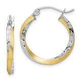 Image of 21.16mm 10k Yellow Gold with Rhodium-Plating Shiny-Cut 2.5mm Twisted Hoop Earrings C386
