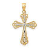 Image of 10k Yellow Gold with Rhodium-Plating Shiny-Cut Cross Pendant 10C1126