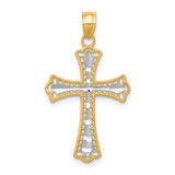 Image of 10k Yellow Gold with Rhodium-Plating Shiny-Cut Cross Pendant 10C1133