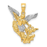 Image of 10k Yellow Gold with Rhodium-Plating Shiny-Cut Saint Michael Pendant