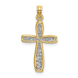 Image of 10k Yellow Gold with Rhodium-Plating-Plated Filigree Cross Pendant