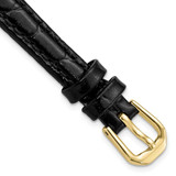 Image of 10mm 6.75" Black Alligator Style Grain Leather Gold-tone Buckle Watch Band