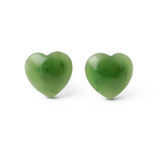 10mm Natural Untreated Nephrite Jade Heart Stud Earrings