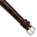 Image of 12mm 6.75" Brown Croc Style Leather Dark Stitch Silver-tone Buckle Watch Band