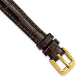Image of 12mm 6.75" Brown Crocodile Style Leather Chrono Gold-tone Buckle Watch Band