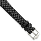 Image of 12mm 6.75" Flat Black Lizard Style Grain Leather Silver-tone Buckle Watch Band