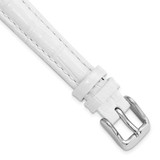 Image of 12mm 6.75" White Croc Style Grain Leather Chrono Silver-tone Buckle Watch Band