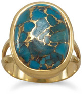 Image of 14 Karat Gold Plated Simulated Turquoise Ring