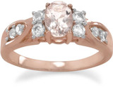Image of 14 Karat Rose Gold Plated Morganite and White Topaz Ring