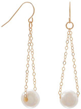 Image of 14K Gold French Wire Earrings with Floating Cultured Freshwater Pearl