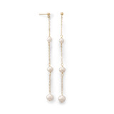 Image of 14K Gold Post Earrings with Three Cultured Freshwater Pearl Drop