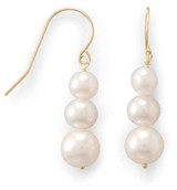 Image of 14K Gold Stacked Cultured Freshwater Pearl French Wire Earrings
