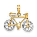 Image of 14k Gold with Rhodium-Plating 3-D Bicycle w/ Moveable Tires Pendant