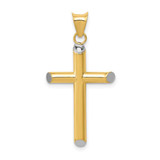 Image of 14k Gold with Rhodium-Plating 3-D Hollow Cross Pendant K3616