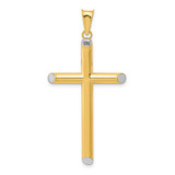 Image of 14k Gold with Rhodium-Plating 3-D Hollow Cross Pendant K3618