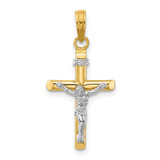 Image of 14k Gold with Rhodium-Plating INRI Hollow Crucifix Pendant