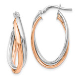 Image of 29mm 14k Rose and White Gold Polished Fancy Hoop Earrings