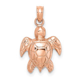 Image of 14k Rose Gold 2-D Textured Sea Turtle Pendant