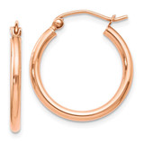 Image of 20mm 14k Rose Gold 2mm Polished Hoop Earrings LE885