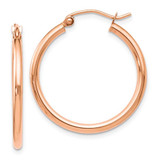 Image of 26mm 14k Rose Gold 2mm Polished Hoop Earrings LE886
