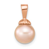 Image of 14K Rose Gold 8-9mm Round Pink Freshwater Cultured Pearl Pendant