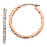 Image of 25mm 14k Rose Gold Diamond Fascination Round Hinged Hoop Earrings DF268