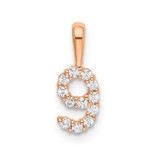 Image of 14K Rose Gold Diamond Number 9 Pendant
