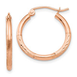 Image of 20mm 14k Rose Gold Lightweight Satin Shiny-Cut Hoop Earrings TF756