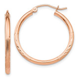 Image of 25mm 14k Rose Gold Lightweight Satin Shiny-Cut Hoop Earrings TF757