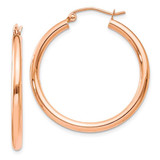 Image of 30mm 14k Rose Gold Polished 2.5mm Lightweight Tube Hoop Earrings TE533