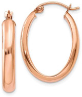 Image of 26mm 14k Rose Gold Polished Half-Round Oval Hoop Earrings TF975