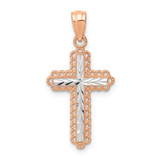 Image of 14k Rose Gold Rhodium Shiny-Cut Cross Pendant