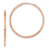 Image of 29.5mm 14k Rose Gold Shiny-Cut Square Tube Endless Hoop Earrings TF1603
