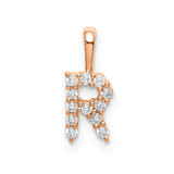 Image of 14K Rose Gold Small Initial R Diamond Pendant