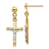 Image of 29mm 14k Two-tone Gold Hollow Crucifix Earrings