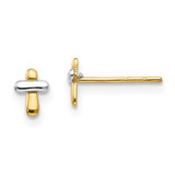 Image of 6mm 14k Two-tone Gold Madi K Polished Cross Post Earrings