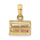 Image of 14K Two-tone Gold Moveable 3-D Lobster(Pink)In Trap Pendant K9136