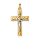 Image of 14K Two-tone Gold Polished & Twisted Hollow INRI Crucifix Pendant